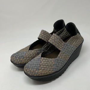 Bernie Mev Metallic Silver and Gold Mary Jane Wedges
